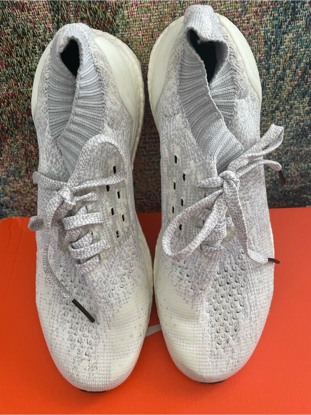ADIDAS Light Gray Knit Lace-Up Men's Athletic Sneakers Size 8.5